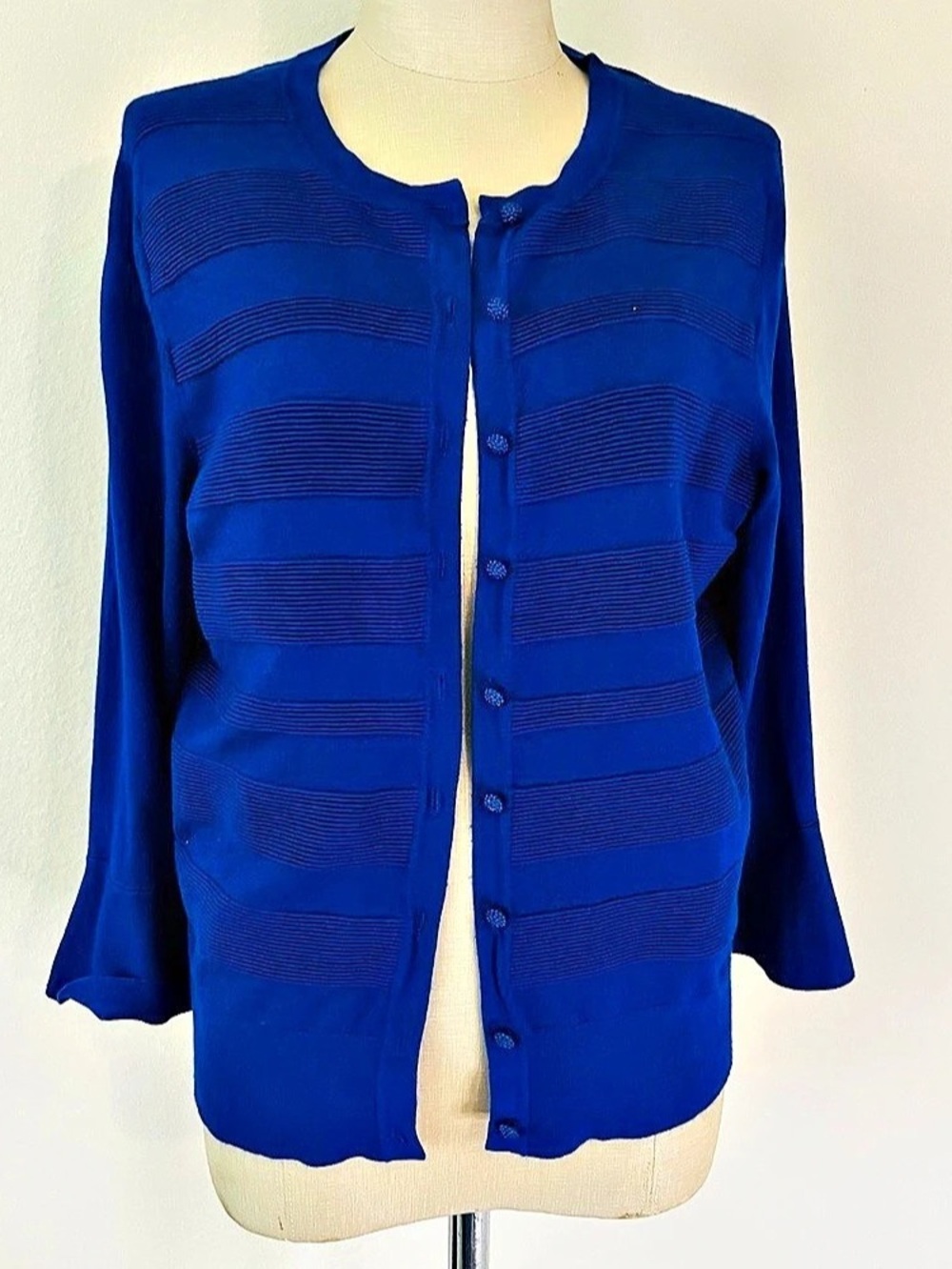 Charter Club Striped Cardigan in Blue Size Medium
